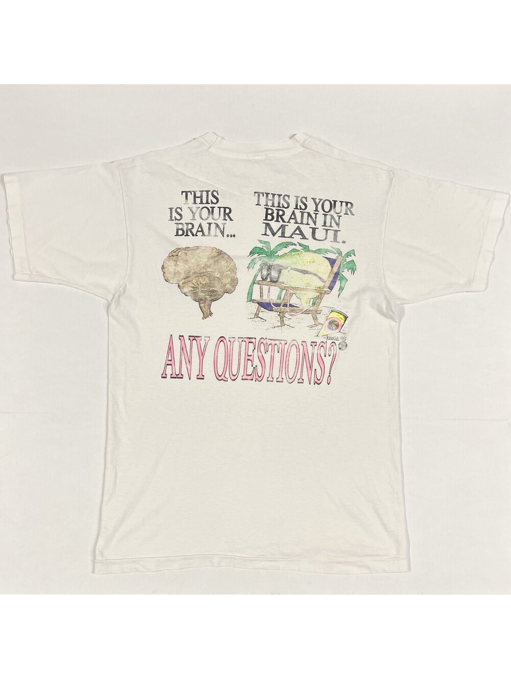 BrainWaves Sportswear T Shirt 90s VTG Hawaii Funny This Is Your Brain In Maui